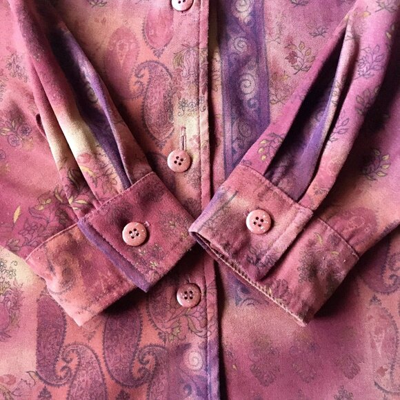 Coldwater Creek Paisley Floral Button-Down Top Women’s‎ Size L Orange Red - Picture 5 of 8